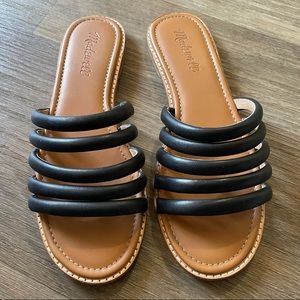 Madewell Black Leather Addie Slide Sandal size 7